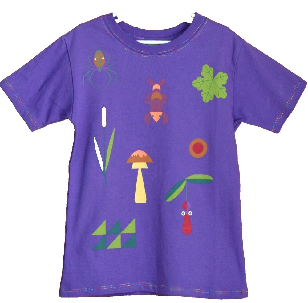 Kid Made Modern Child's Purple Nature Graphic Tee Size 4–6 Forest Animals Plants